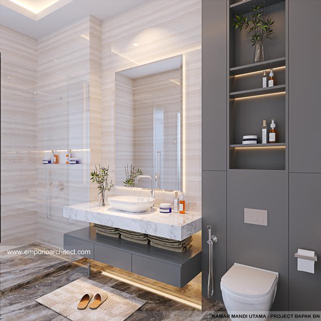 #bathroomdesign - Mr. BN 1665 Modern House 2 Floors Design - Balikpapan - Code 35395