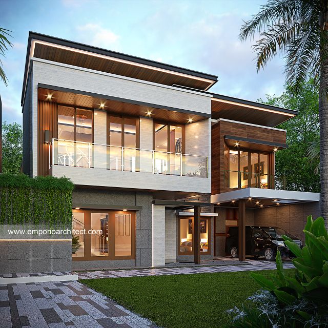 Desain Tampak Depan 2 Rumah Modern 2 Lantai Bapak DFF di Pati, Jawa Tengah