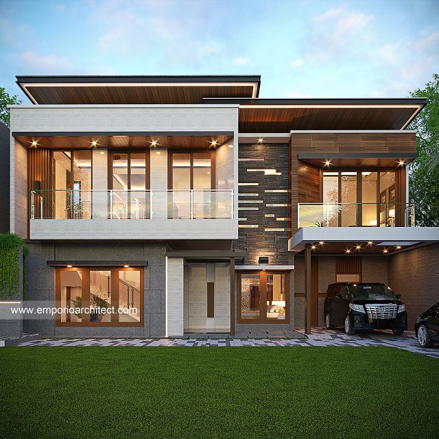 Desain Tampak Depan 3 Rumah Modern 2 Lantai Bapak DFF di Pati, Jawa Tengah