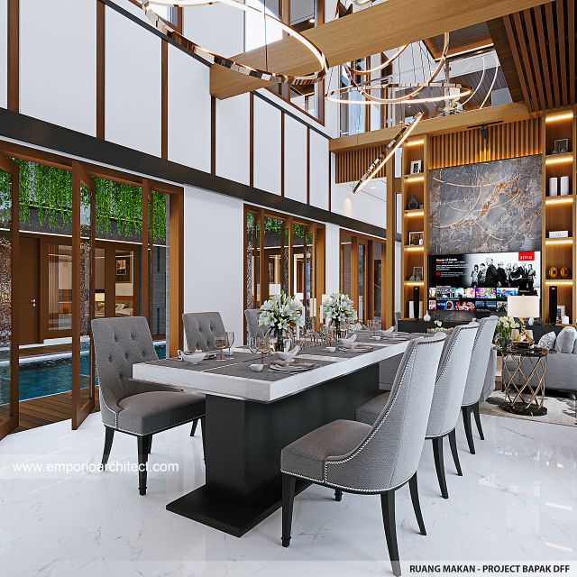 Desain Ruang Makan Rumah Modern 2 Lantai Bapak DFF di Pati, Jawa Tengah