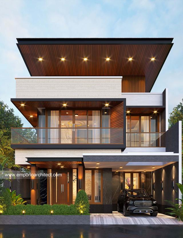 Desain Tampak Depan 3 Rumah Modern 2 Lantai Bapak DVN di Jawa Tengah