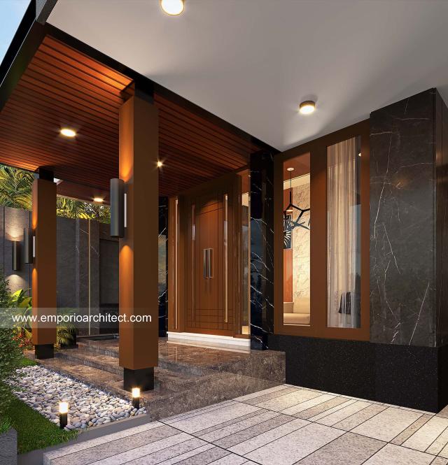 Desain Tampak Detail Depan 2 Rumah Modern 2 Lantai Bapak DVN di Jawa Tengah