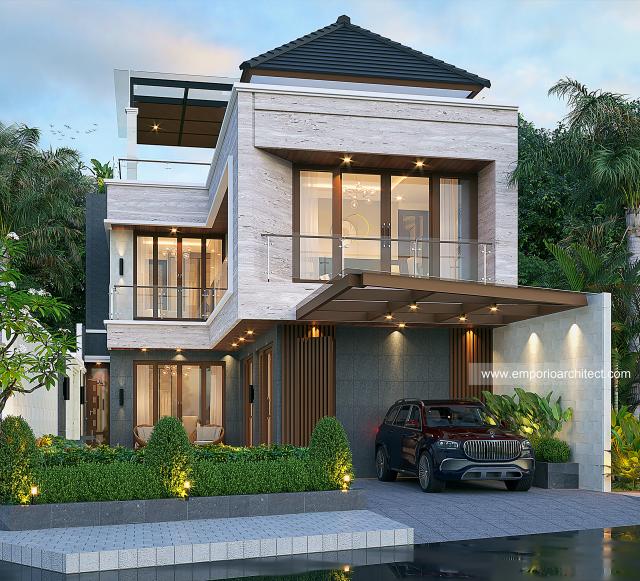 Desain Rumah Modern 2 Lantai Bapak EED di Nusa Dua, Bali - Tampak Depan