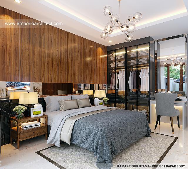 Desain Kamar Tidur Utama Rumah Modern 2 Lantai Bapak EED di Nusa Dua, Bali