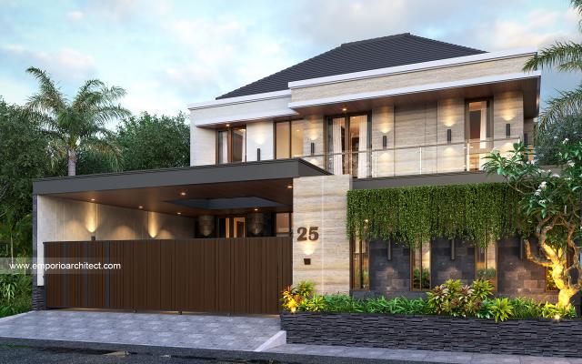 Desain Tampak Depan Dengan Pagar Rumah Modern 2 Lantai Bapak Surya di Denpasar, Bali