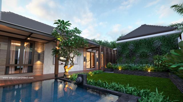 Desain Tampak Detail Samping Rumah Modern 2 Lantai Bapak Surya di Denpasar, Bali