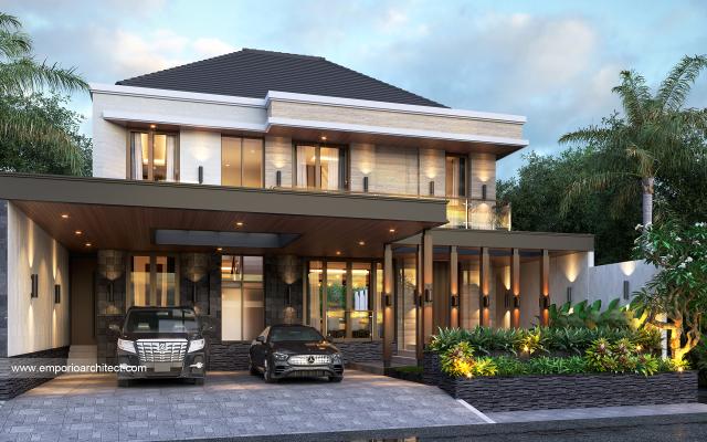 Desain Tampak Depan 2 Rumah Modern 2 Lantai Bapak Surya di Denpasar, Bali