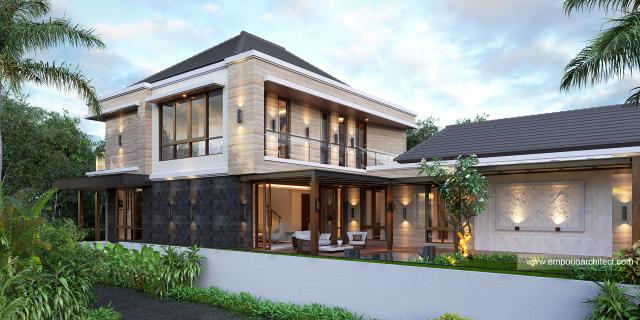 Desain Tampak Samping Rumah Modern 2 Lantai Bapak Surya di Denpasar, Bali