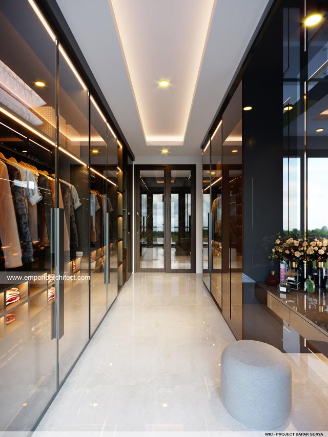 Desain Walk In Closet Rumah Modern 2 Lantai Bapak Surya di Denpasar, Bali