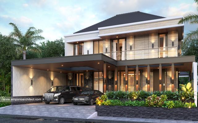 Desain Rumah Modern 2 Lantai Bapak Surya di Denpasar, Bali - Tampak Depan