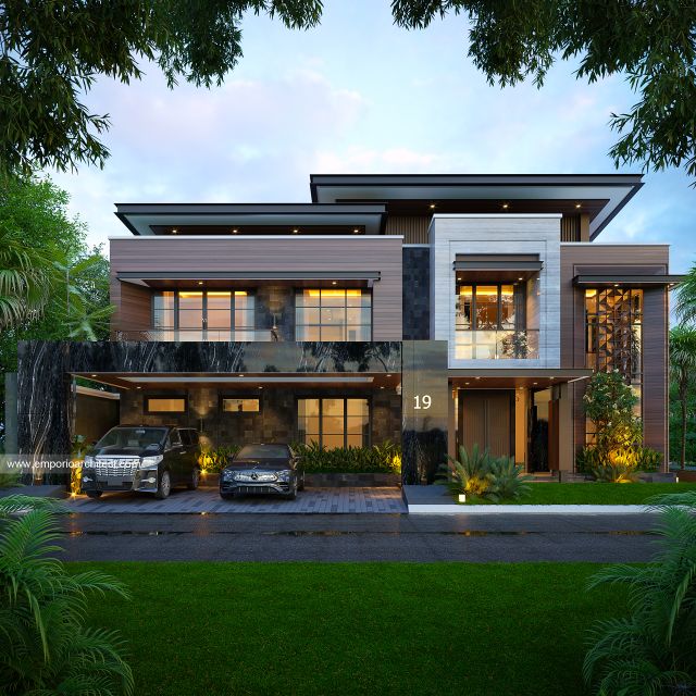 Gambar 1 Desain Rumah Modern 2 Lantai Bapak RRY 1674 di  Makassar