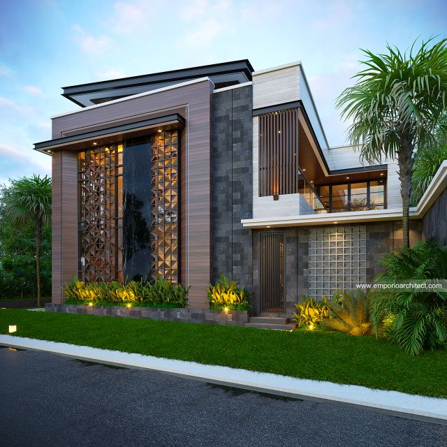 Desain Tampak Samping Rumah Modern 2 Lantai Bapak RRY di Makassar