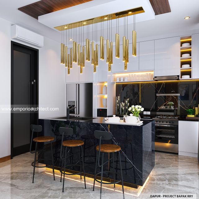 Desain Dapur Rumah Modern 2 Lantai Bapak RRY di Makassar