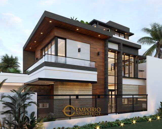 Desain Tampak Samping Dengan Pagar Rumah Modern 2 Lantai Bapak Putra di BSD, Tangerang Selatan, Banten