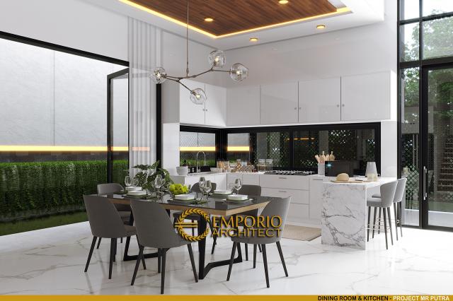 Desain Ruang Makan dan Dapur Rumah Modern 2 Lantai Bapak Putra di BSD, Tangerang Selatan, Banten