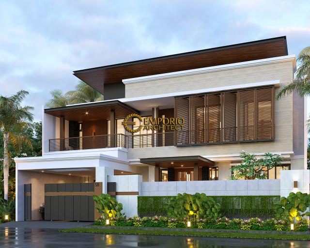 Desain Tampak Depan Dengan Pagar Rumah Modern 2 Lantai Ibu IVN di Yogyakarta