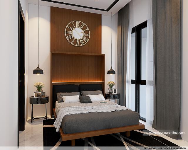 Desain Kamar Tidur 1 Rumah Modern 2 Lantai Bapak Adam di BSD, Tangerang Selatan, Banten