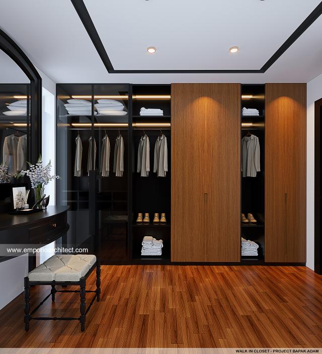 Desain Walk In Closet Rumah Modern 2 Lantai Bapak Adam di BSD, Tangerang Selatan, Banten