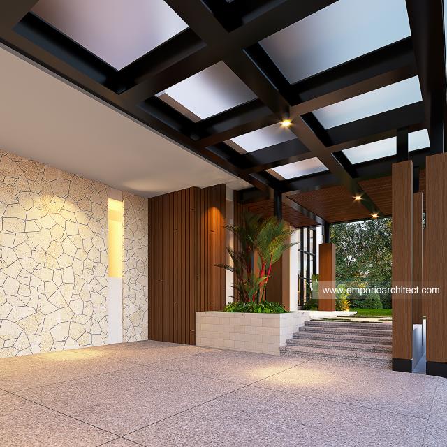 Desain Tampak Detail Depan 2 Rumah Modern 2 Lantai Bapak Adam di BSD, Tangerang Selatan, Banten