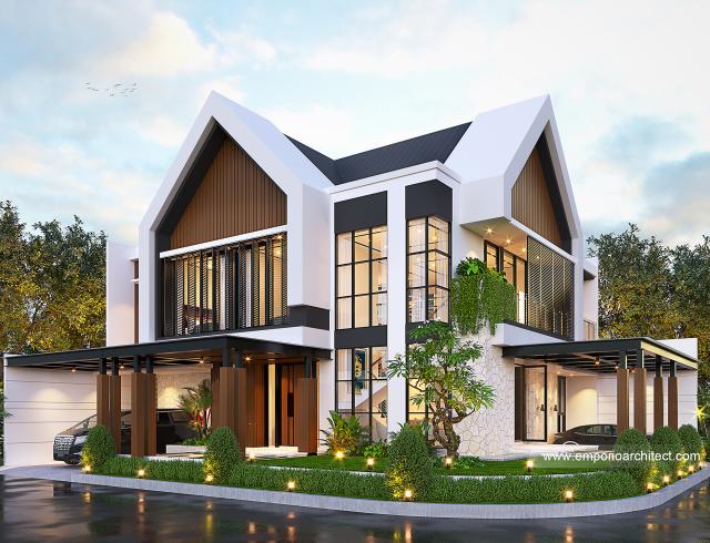 Desain Rumah Modern 2 Lantai Bapak Adam di BSD, Tangerang Selatan, Banten - Tampak Hook