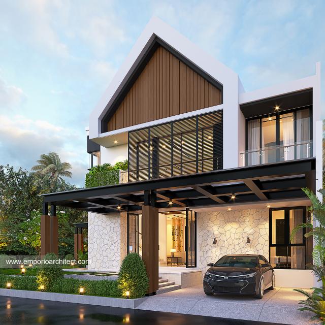 Desain Tampak Samping Rumah Modern 2 Lantai Bapak Adam di BSD, Tangerang Selatan, Banten