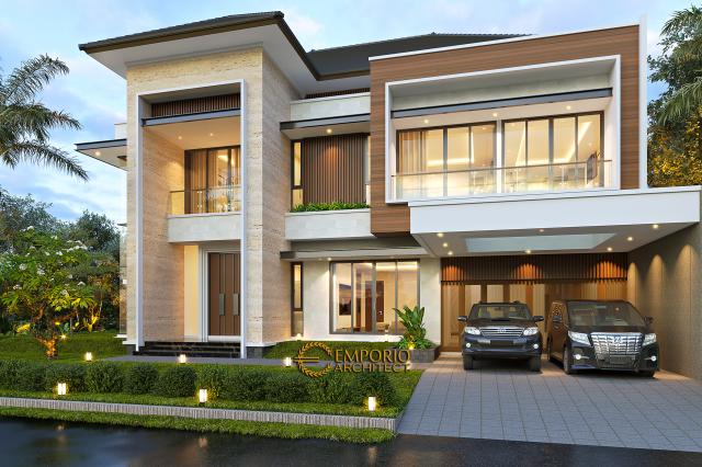 Desain Rumah Modern 2 Lantai Bapak SWT di Tangerang, Banten - Tampak Depan