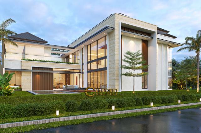 Desain Tampak Samping Rumah Modern 2 Lantai Bapak SWT di Tangerang, Banten