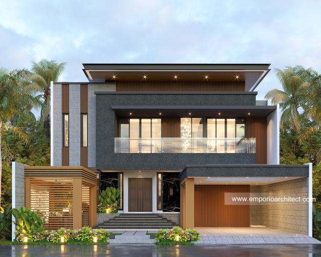 Desain Tampak Depan 3 Rumah Modern 2 Lantai Bapak DVI di Bali