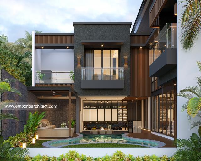 Desain Tampak Belakang Rumah Modern 2 Lantai Bapak DVI di Bali