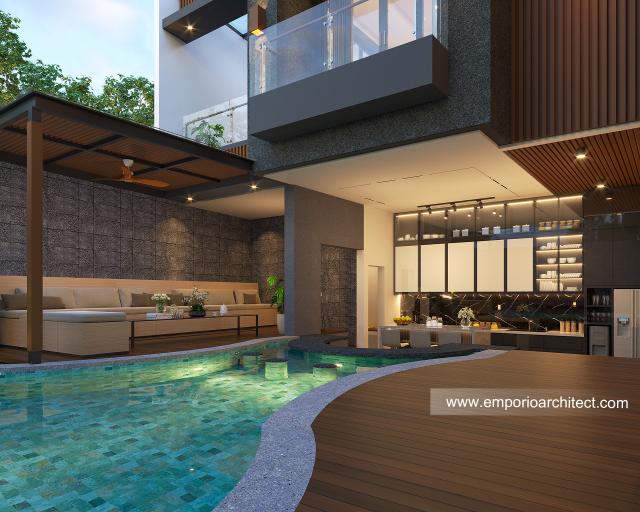 Desain Tampak Gazebo Belakang Rumah Modern 2 Lantai Bapak DVI di Bali