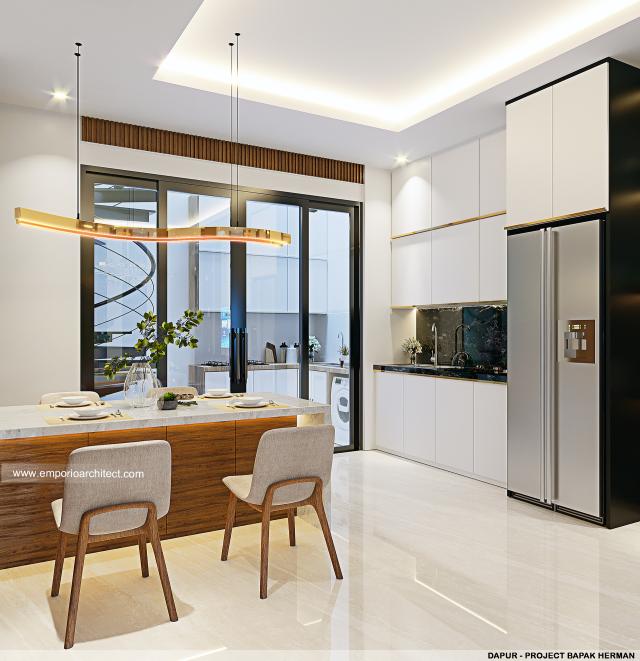 Desain Dapur Rumah Modern 2 Lantai Bapak HRN di Jakarta