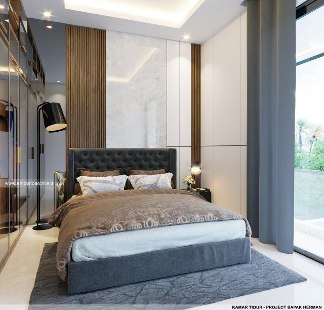 Desain Kamar Tidur 2 Rumah Modern 2 Lantai Bapak HRN di Jakarta