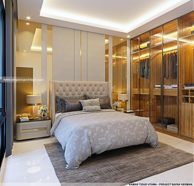 Desain Kamar Tidur Utama Rumah Modern 2 Lantai Bapak HRN di Jakarta