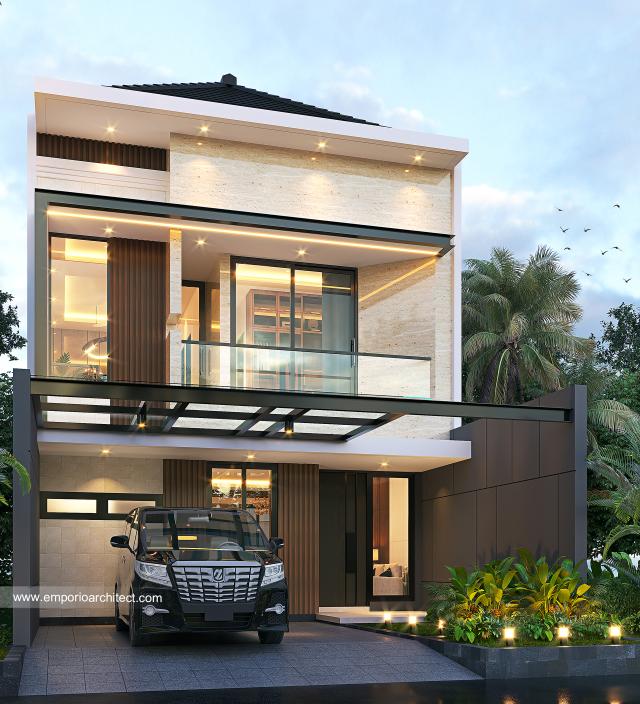 Desain Rumah Modern 2 Lantai Bapak HRN di Jakarta - Tampak Depan