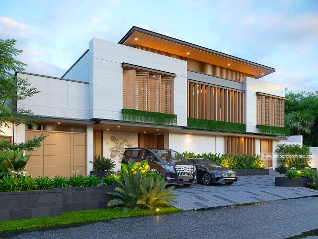 Desain Tampak Depan 2 Rumah Modern 2 Lantai Bapak AZR di Bandung