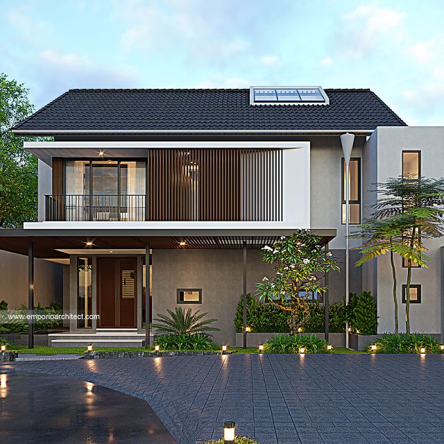 Desain Tampak Depan 3 Rumah Modern 2 Lantai Ibu EI di BSD, Tangerang Selatan