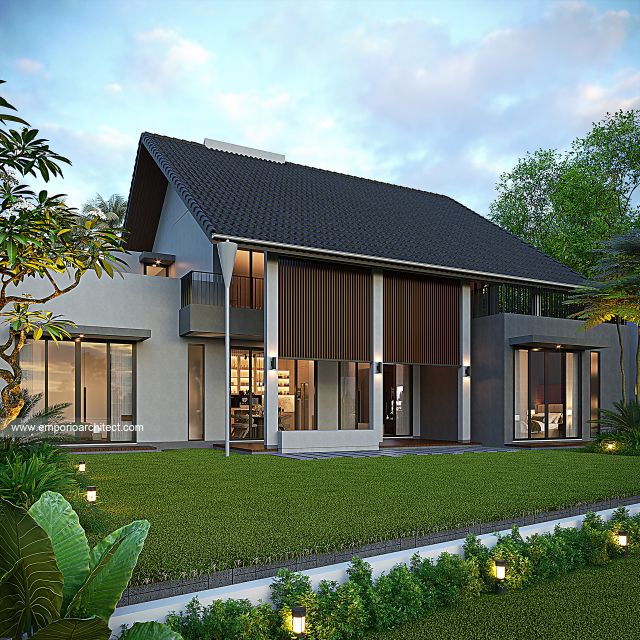 Gambar 1 Desain Rumah Modern 2 Lantai Ibu EI di  BSD, Tangerang Selatan