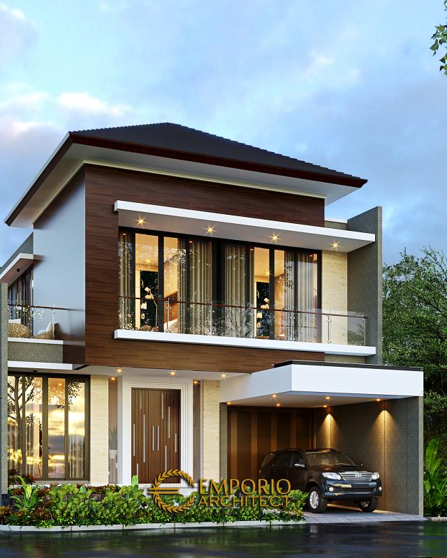 Desain Rumah Modern 2 Lantai Bapak Yosua di Bekasi, Jawa Barat - Tampak Depan Tanpa Pagar