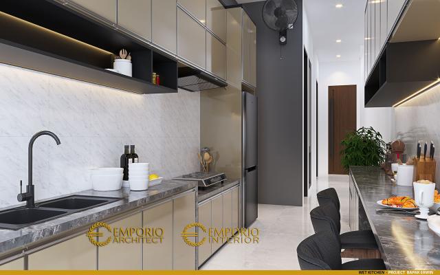 Desain Dapur Kotor Rumah Modern 2 Lantai Bapak Erwin di Makassar