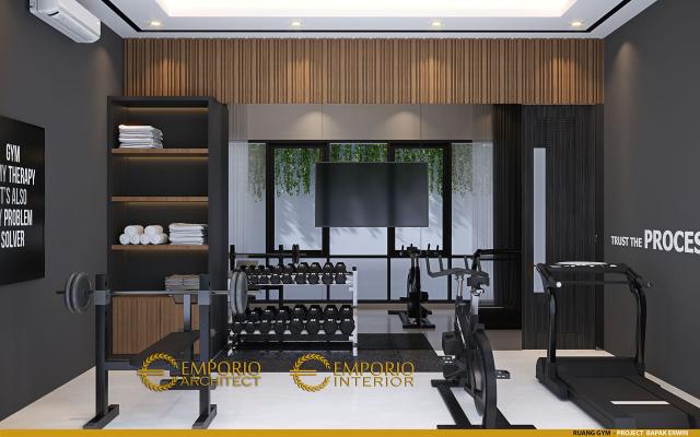 Desain Ruang Gym Rumah Modern 2 Lantai Bapak Erwin di Makassar