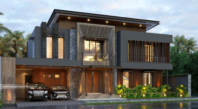 Desain Rumah Modern 2 Lantai Bapak Tezar di Depok, Jawa Barat - Tampak Depan