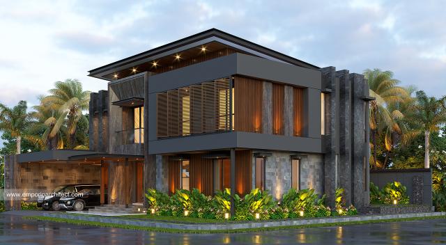 Desain Tampak Hook Rumah Modern 2 Lantai Bapak Tezar di Depok, Jawa Barat