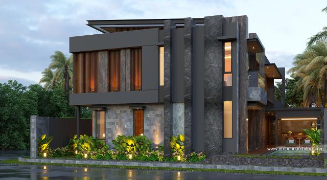 Desain Tampak Samping Rumah Modern 2 Lantai Bapak Tezar di Depok, Jawa Barat