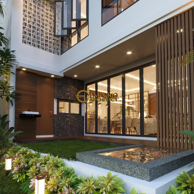 Desain Tampak Detail Belakang Rumah Modern 2 Lantai Ibu Liana di Cirebon, Jawa Barat