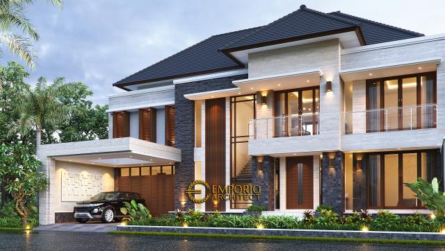 Desain Tampak Depan Tanpa Pagar 2 Rumah Modern 2 Lantai Ibu Hj. Niniek di Palembang, Sumatera Selatan