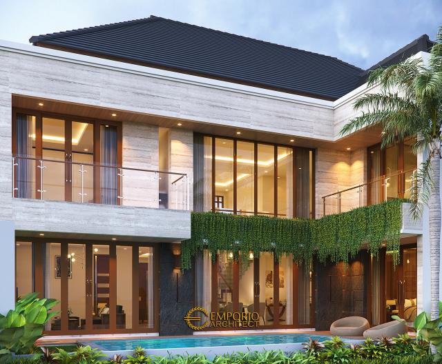 Desain Tampak Belakang Rumah Modern 2 Lantai Ibu Hj. Niniek di Palembang, Sumatera Selatan