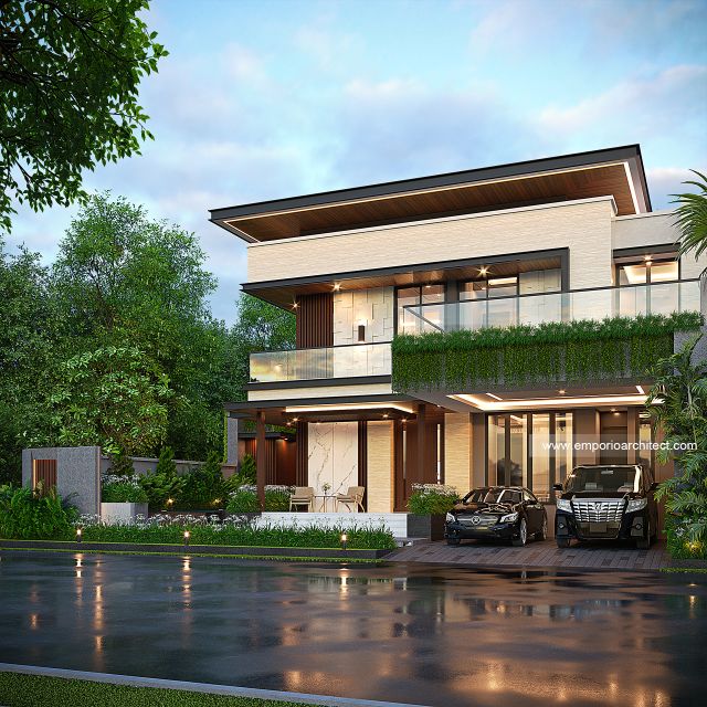 Desain Tampak Depan 3 Rumah Modern 2 Lantai Bapak DNL di Bekasi