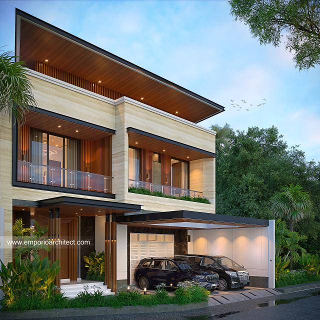 Desain Tampak Depan 2 Rumah Modern 2 Lantai Bapak CHD di Bandung