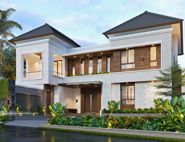 Desain Rumah Modern 2 Lantai Bapak WHJ dan Ibu ELB di Badung, Bali - Tampak Depan