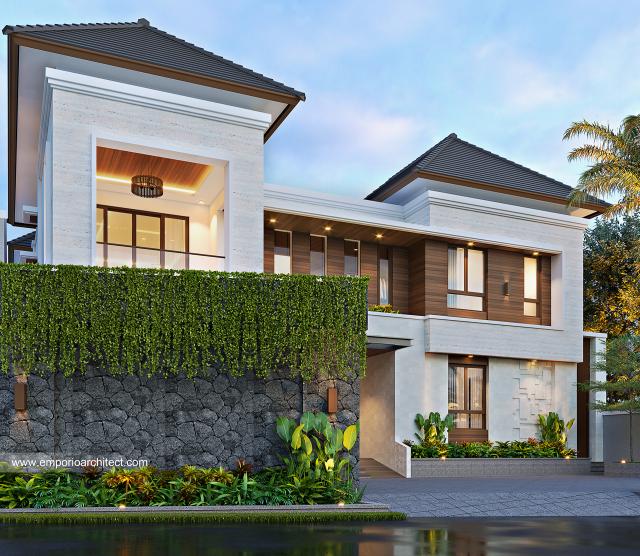 Desain Tampak Depan 2 Rumah Modern 2 Lantai Bapak WHJ dan Ibu ELB di Badung, Bali